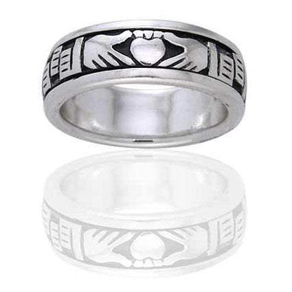 Sterling Silver Celtic Claddagh Irish Wedding Band Spin Ring - Silver Insanity