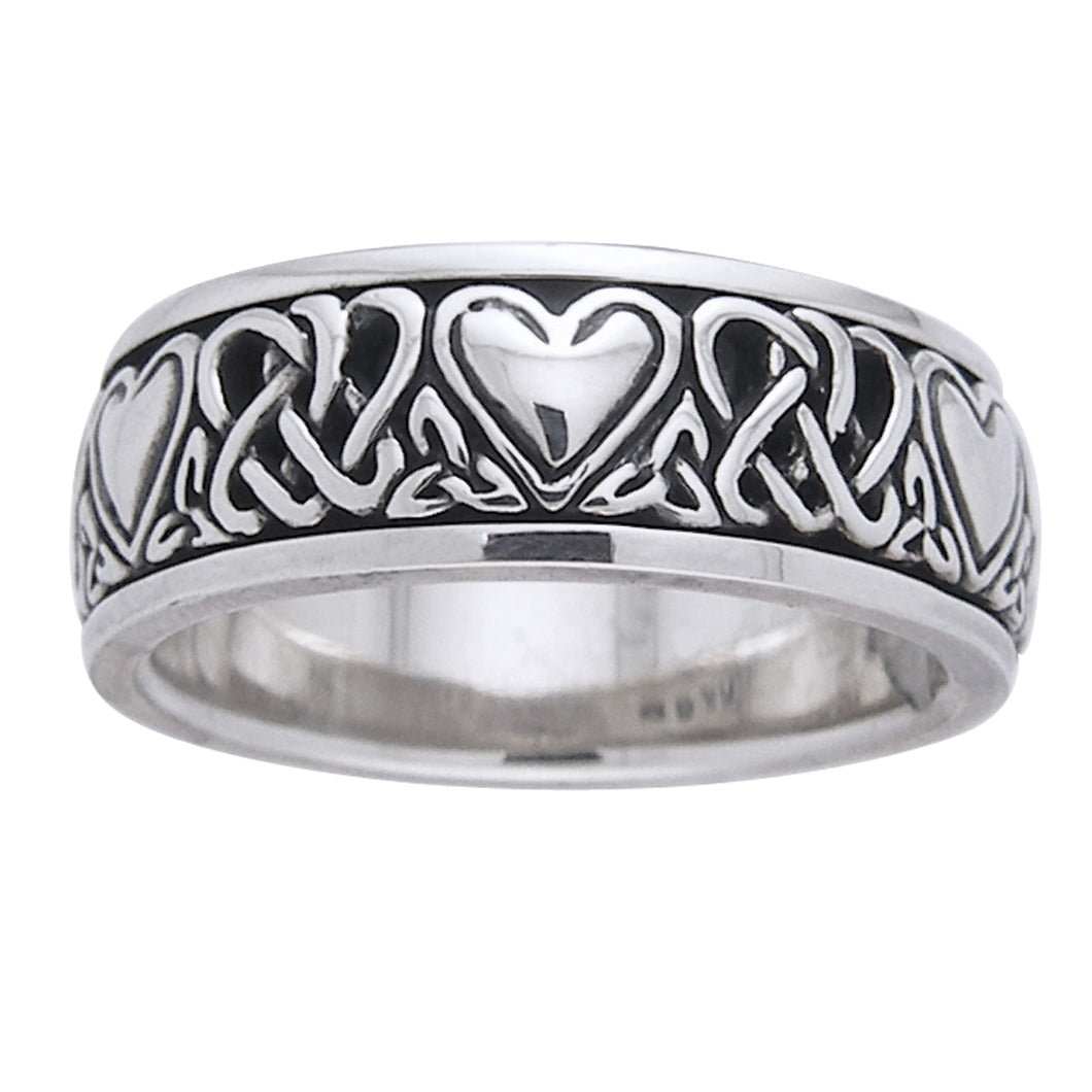 Sterling Silver Celtic Heart Knot Spinner Ring - Silver Insanity