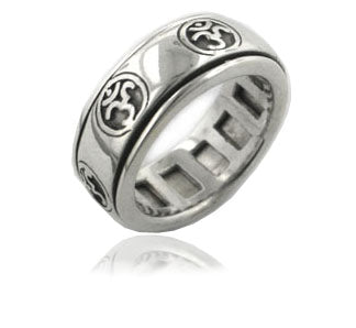 Sterling Silver OM or Aum Hindu Yoga Symbol Meditation Spin Ring - Silver Insanity