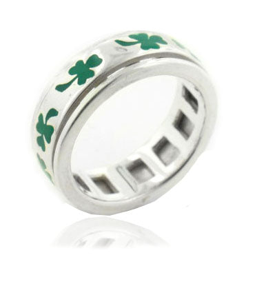 Sterling Silver Irish Shamrock Clover Spin Ring - Silver Insanity