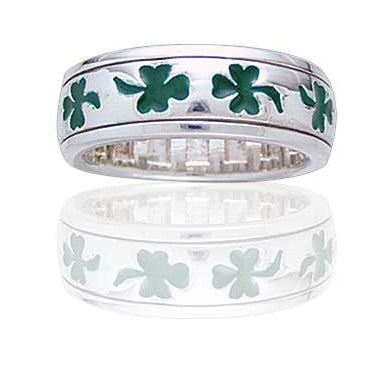 Sterling Silver Irish Shamrock Clover Spin Ring - Silver Insanity