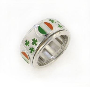 Sterling Silver Celtic Irish Flag Spinning Ring - Silver Insanity