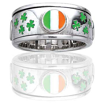 Sterling Silver Celtic Irish Flag Spinning Ring - Silver Insanity