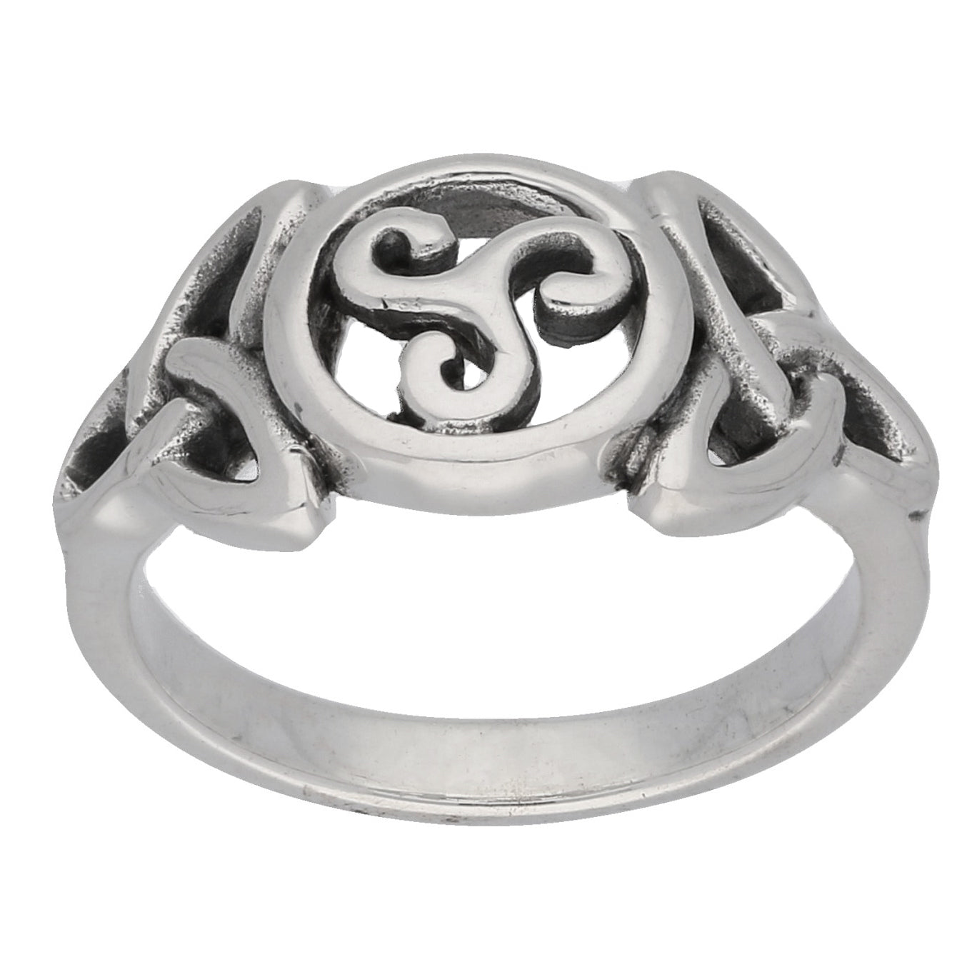 Triple Spiral Celtic Knot Triskele Trinity Sterling Silver Ring - Silver Insanity