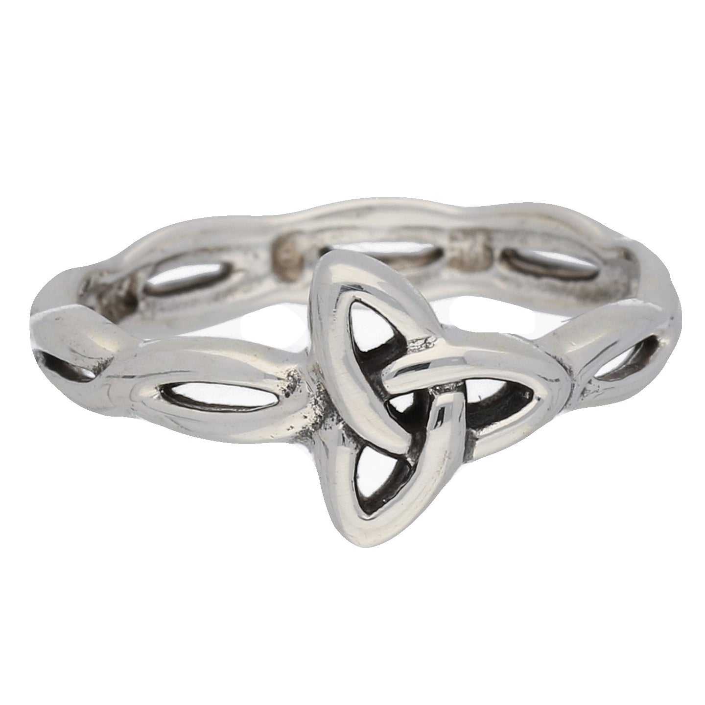 Sideways Angled Trinity Knot Ring in Sterling Silver - Silver Insanity