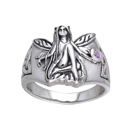 Sterling Silver Celtic Knot Fairy Amethyst Ring - Silver Insanity