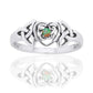 October Birthstone Sterling Silver Opal Celtic Trinity Knot Heart