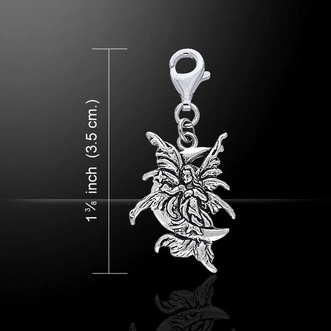 Stargazer Faery Fairy Sterling Silver Clip On Charm Pendant - Silver Insanity