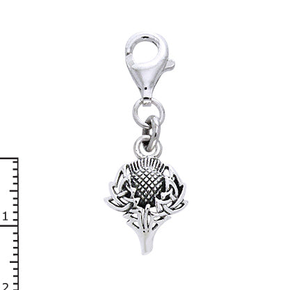 Scottish Spirit of Alba Thistle Celtic Knot Art Sterling Silver Clip-On Charm - Silver Insanity