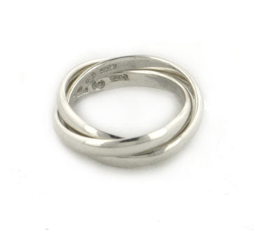 Sterling Silver 3-Band Russian Wedding Ring - Main Image
