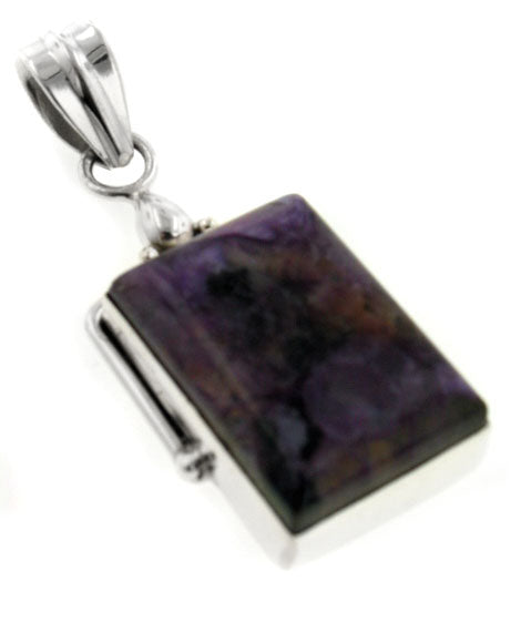 Charoite Sterling Silver Rectangular Slide Pendant - Silver Insanity