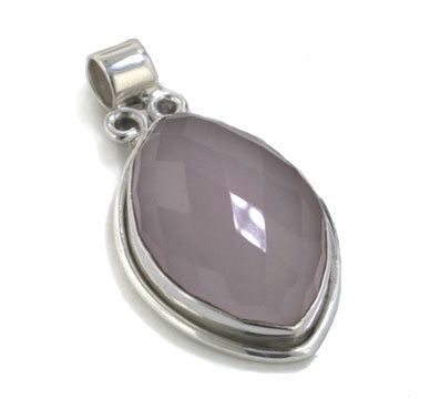 19.3ct Checkerboard Cut Pink Rose Quartz Sterling Silver Slide Pendant - Silver Insanity