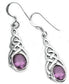 Sterling Silver Celtic Knot Simulated Amethyst Drop Hook Earrings - Silver Insanity