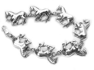 Heavy Horses Sterling Silver HORSE Link Bracelet - Silver Insanity