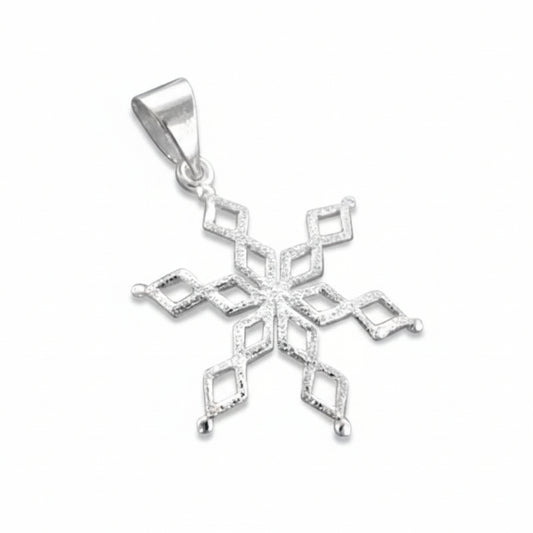 Sparkling Frozen Ice Winter Snowflake Charm Pendant Sterling Silver - Silver Insanity