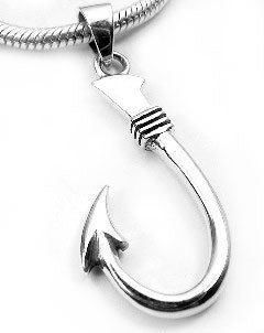 Neat Sterling Silver Fish Hook or Fishing Pendant Charm - Silver Insanity