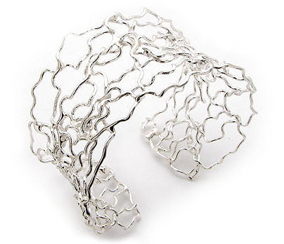 Unique Filigree Wirework Adjustable Sterling Silver Cuff Bracelet 7.5" - 8.5" - Silver Insanity