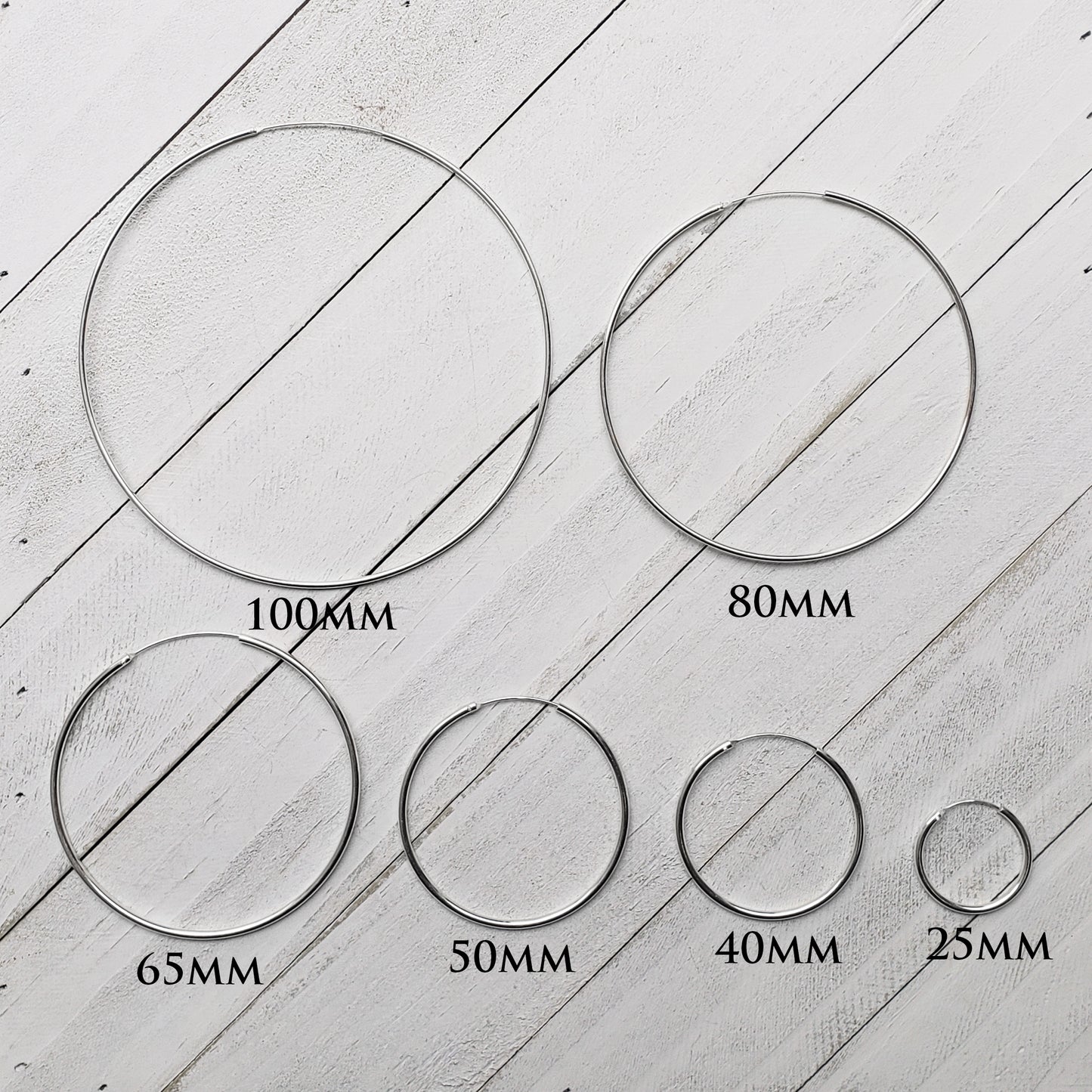 Endless Hoops from 1" to 4" ~ Sterling Silver