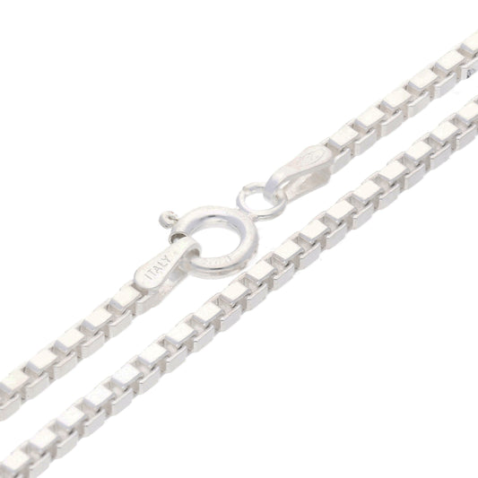 2mm Sterling Silver Box Chain Necklace | Made in Italy