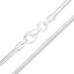 Silver snake chain necklace on a white background