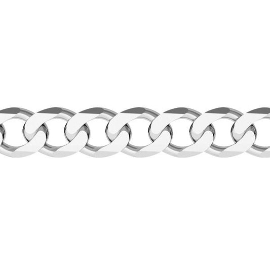 Flat Curb Chain, Anti-Tarnish Sterling Silver, 5mm Wide