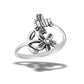 Sterling Silver Adjustable Bee And Flower Ring