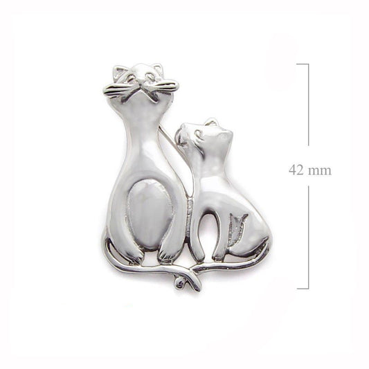 Tails Crossed - Whimsical Cat and Kitten Artistic Pin Brooch
