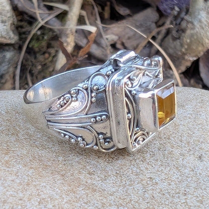 Midnight Elixir - Square Poison Locket Box Sterling Silver Ring