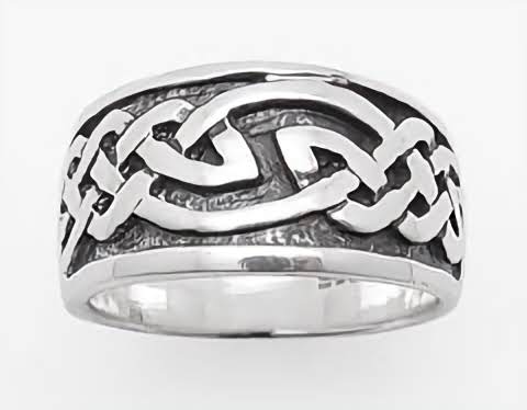 11mm Wide Celtic Knot Sterling Silver Ring Band