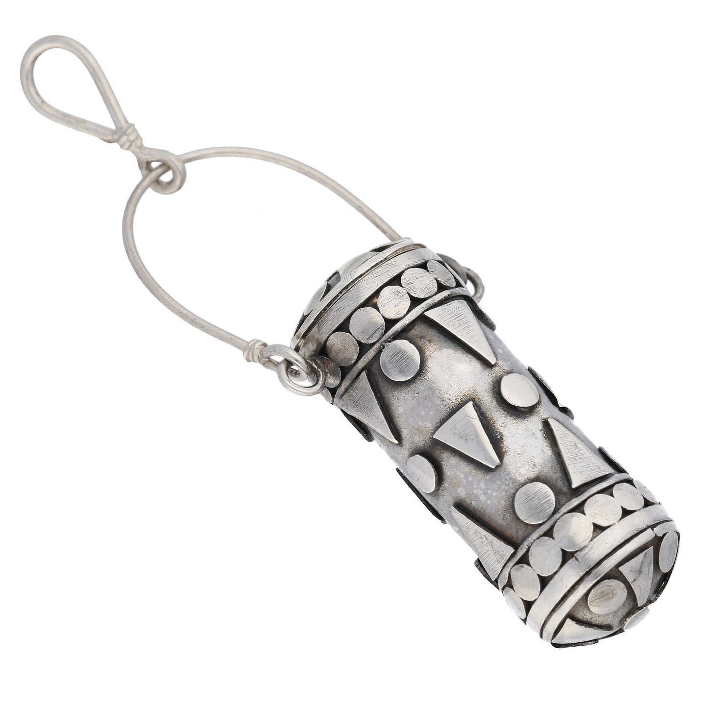 Hanging Lantern Sterling Silver Tall Cylinder Poison Box Jar Urn Pendant