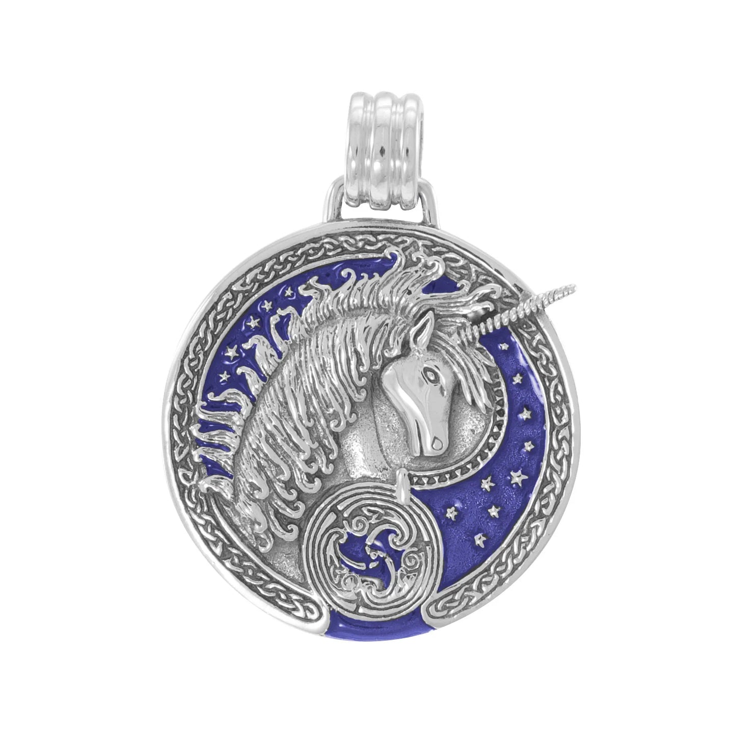 Courtney Davis Sterling Silver Purple Celtic Unicorn Medallion Pendant