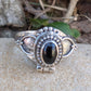 Gothic Oval Gemstone Poison Vessel Ring - Sterling Silver