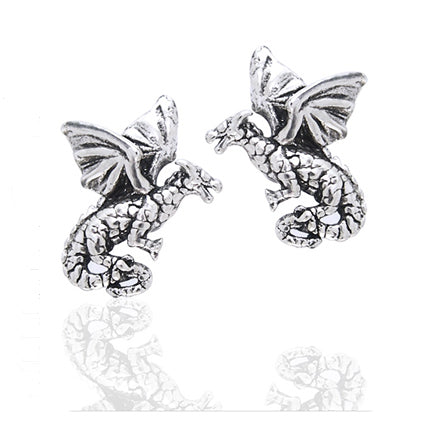 Small Flying Dragons - Detailed Sterling Silver Post Stud Earrings