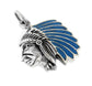 Sterling Silver Blue Indian Chief Head Charm Pendant - Silver Insanity