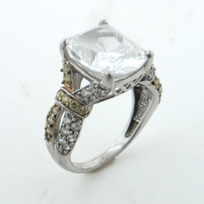 Sterling Silver Absolute Canary Clear CZ Engagement Band Ring - Silver Insanity