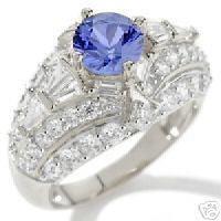Sterling Silver Absolute Created Sapphire and Clear CZ Ring - Silver Insanity