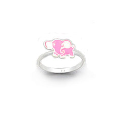 Pink Elephant Childs Sterling Silver Ring - Silver Insanity