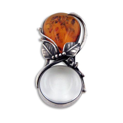 Handheld Genuine Amber Handle and Sterling Silver Magnifying Glass - Gift Boxed - Silver Insanity