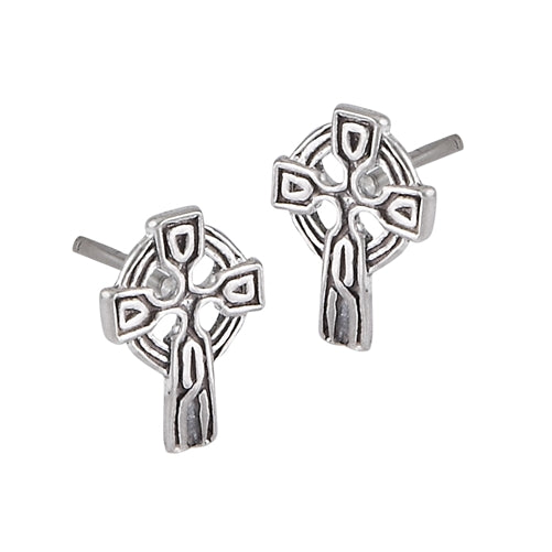 Tiny Sterling Silver Celtic Knot Cross Stud Post Earrings - Silver Insanity