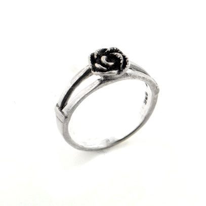 Sterling Silver Childrens Double Shank Rose Ring - Silver Insanity