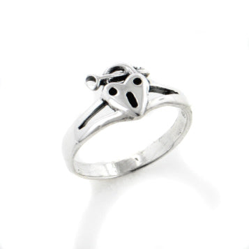 Unlock My Heart Lock and Key Sterling Silver Ring - Silver Insanity