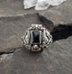 Gothic Black Onyx or Garnet Pyramid | Sterling Silver Poison Locket Ring