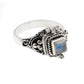 Square Sterling Silver Rainbow Moonstone Poison Box Locket Ring - Silver Insanity