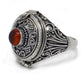 Large Genuine Amber Poison Box Sterling Silver Ring - Silver Insanity