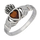 Sterling Silver Red Glass Heart Celtic Claddagh Ring - Silver Insanity