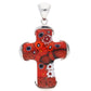 Red, Black, and White Millefiori Sterling Silver Cross Pendant