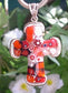 Red, Black, and White Millefiori Sterling Silver Cross Pendant - Silver Insanity