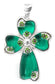 Venetian Green Sterling Silver Millefiori Cross Pendant - Silver Insanity