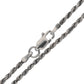 2mm Sterling Silver Antiqued Diamond-Cut Rope Chain Necklace - Silver Insanity