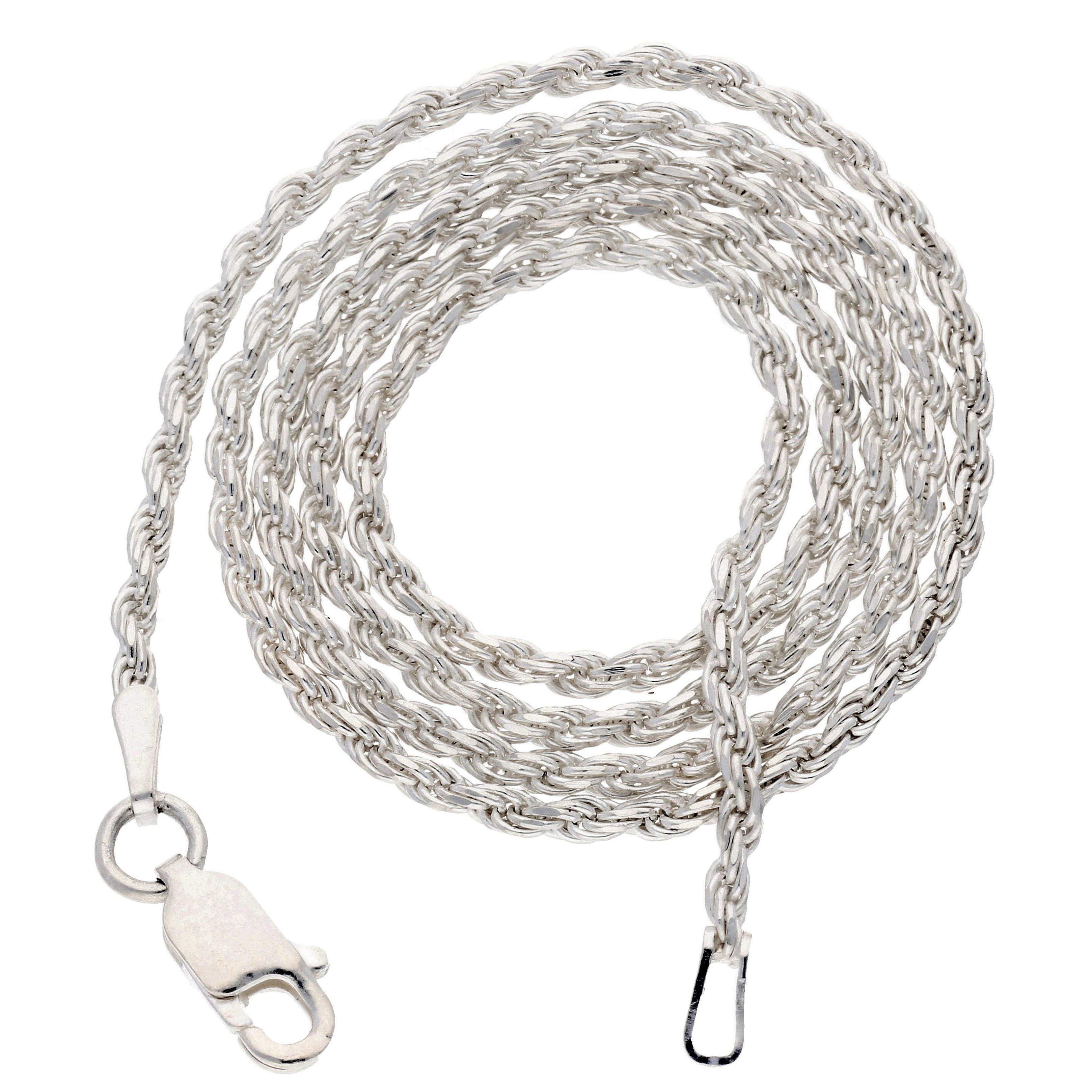 2mm Sterling Silver Diamond-Cut Rope Chain Necklace – Silver Insanity